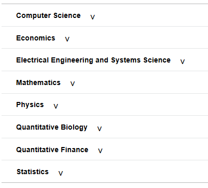 Collapsed accordian table from arXiv taxonomy page